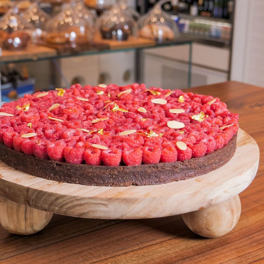 raspberry almond chocolate tart